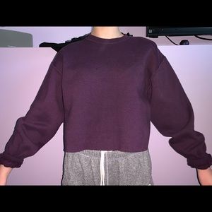 Thick purple cropped crew neck sweater